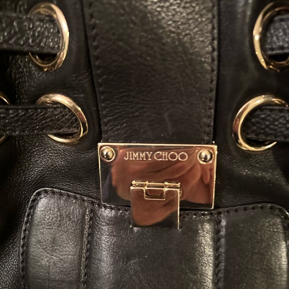Jimmy Choo vintage black leather bag shoulder bag. Two inside open pockets. - Picture 2 of 10